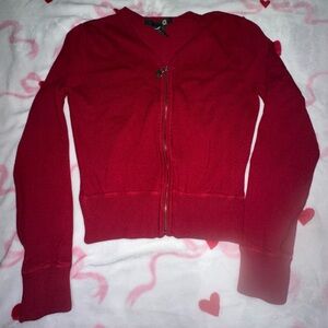 Women's Red Zip-Up Sweater